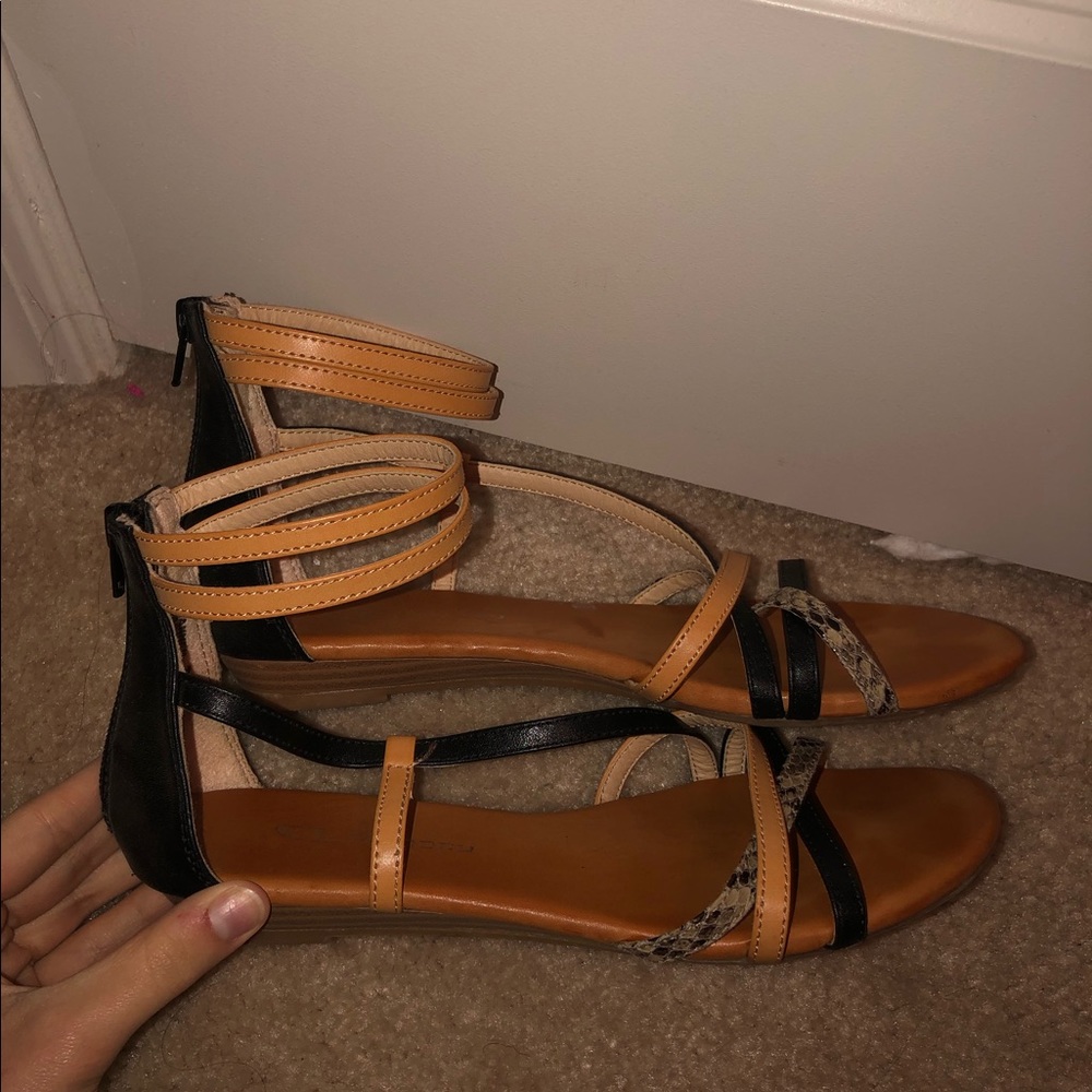 Sandals with Snake Skin Detail